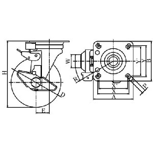 ユーエイ プレート式 自在 キャスター ゴム 車輪