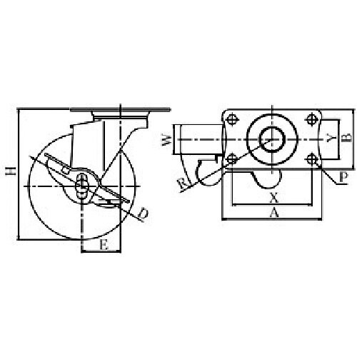 ユーエイ プレート式 自在 ステンレスキャスター