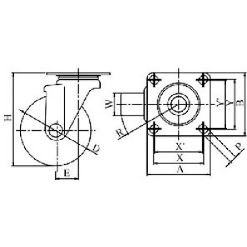ユーエイ プレート式 自在 ステンレスキャスター