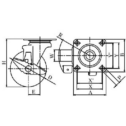 ユーエイ プレート式 自在 ステンレスキャスター