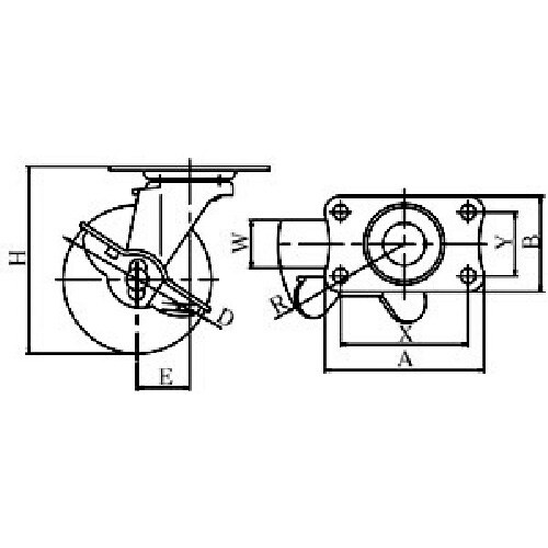 ユーエイ プレート式 自在 キャスター ゴム 車輪