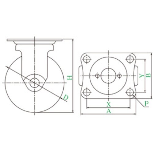 ユーエイ プレート式 固定 キャスター ウレタン
