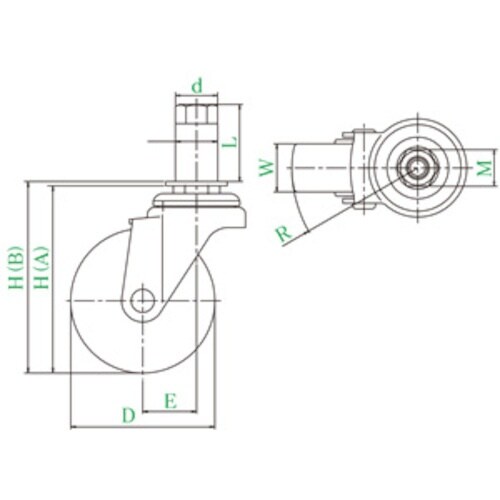 ユーエイ 差し込み式 自在 キャスター ナイロン