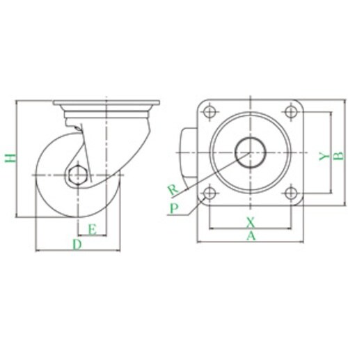 ユーエイ プレート式 自在 ステンレス低床キャスタ