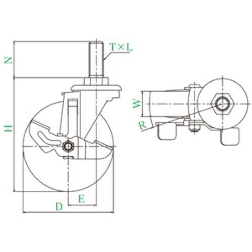 ユーエイ ねじ込み式 自在 キャスター エラストマ