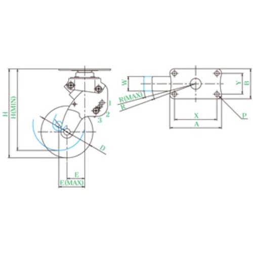 ユーエイ プレート式 自在 クッションキャスター