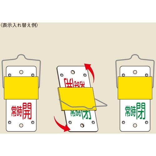 緑十字 スライド式バルブ開閉札 常時開(赤)⇔常時