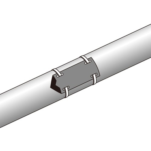 緑十字 配管・流体方向表示板 薄い黄赤(電気関係)