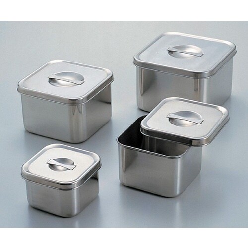 AS ステン角型ポットNO.6フタ付き