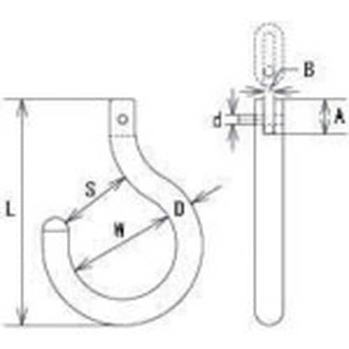 水本 ステンレス チェーンフック 線径10mm長さ