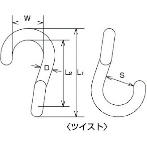 水本 ステンレス ロープ用Sカン ツイスト全長61