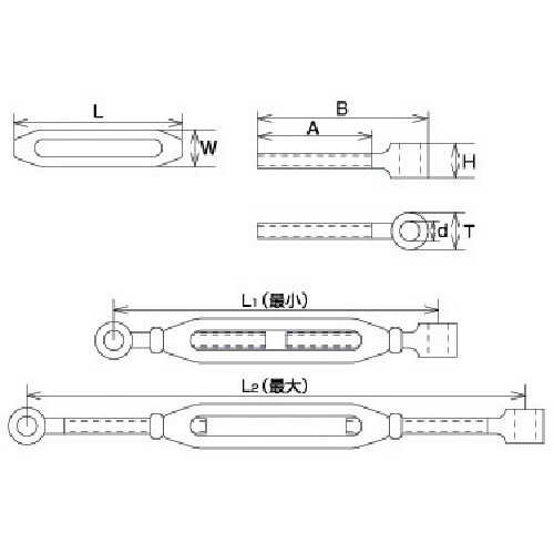 水本 ステンレス 枠式ターンバックルA&A 捻子径