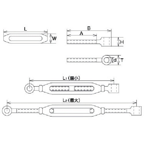 水本 ステンレス 枠式ターンバックルA&A 捻子径