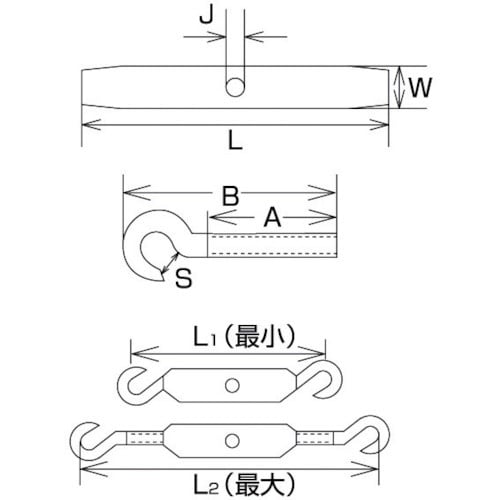 水本 ステンレス パイプターンバックル (フック&