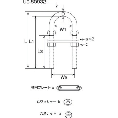 水本 ステンレス Uボルト C型 内幅25mm