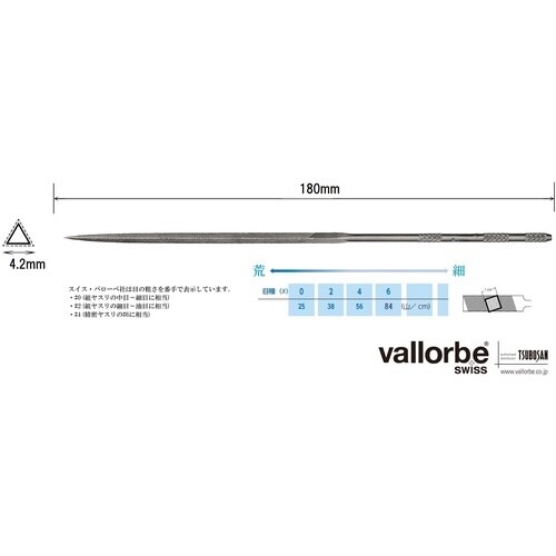 Vallorbe ニードルヤスリ 三角 180mm