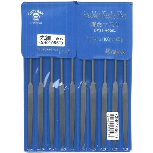 ツボサン 精密ヤスリ 10本組 先細 #6