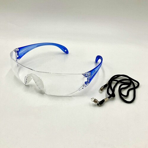 AS 保護メガネLF−101青 ストラップ付き