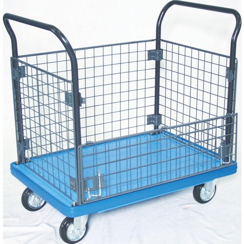 TRUSCO MKP樹脂製台車 金網付 716×4