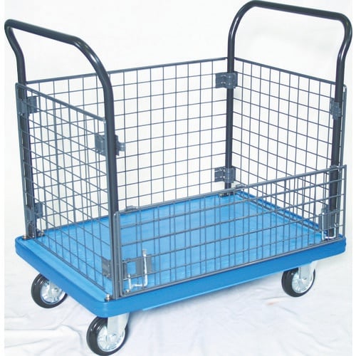 TRUSCO MKP樹脂製台車 金網付 716×4