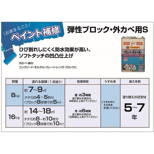 ニッぺ 弾性ブロック・外かべ用S 16kg ナチュ