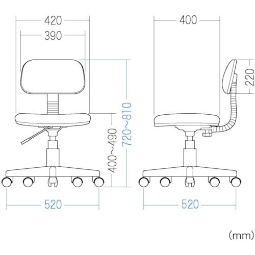 SANWA チェアライトグレー 座幅420mm