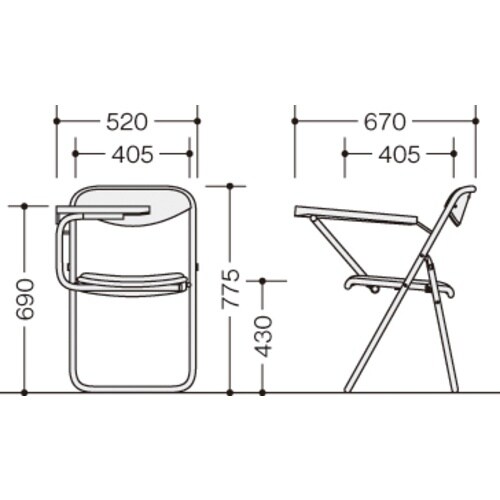 NAIKI 折りたたみイス W520×D670×H