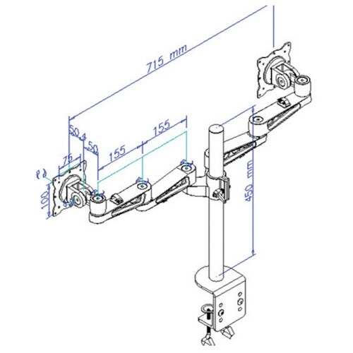 サンコー 8軸式スウィベルデュアルモニタアーム2