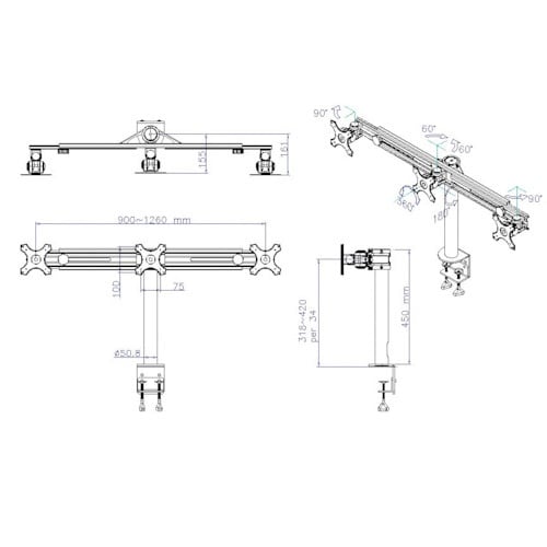 サンコー フレキシブル3面モニターアーム