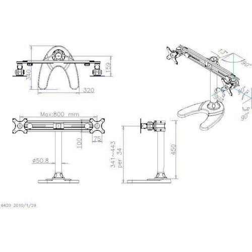 サンコー フレキシブル2面モニタースタンド2