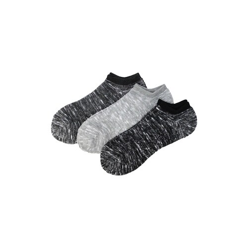 ソックス 単色スラブ杢先丸 3P