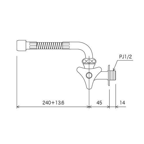 K10FL 横自在水栓 フレキP付