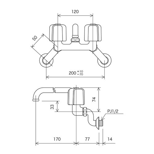 KV KM14N2 2ハンドル混合栓
