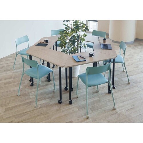 キャスター付きミーティングテーブル グレーオーク