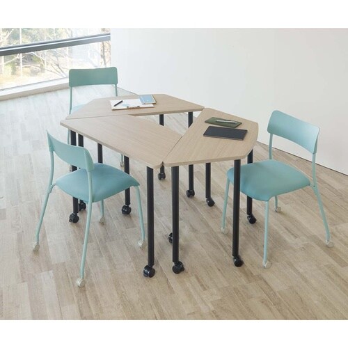 キャスター付きミーティングテーブル グレーオーク