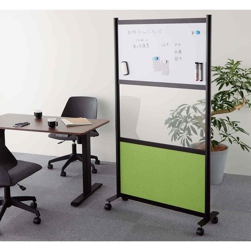 吸音パネル付パーティション アクリル×緑パネル