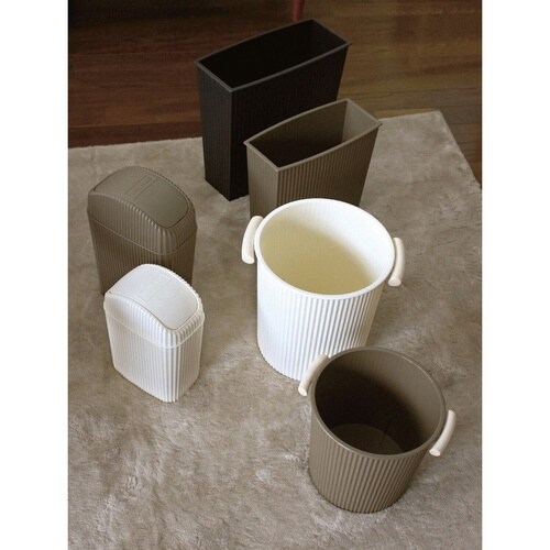 ゴミ箱 5L フタなし ウェイビー アイボリー