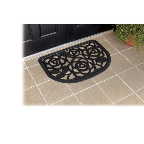 玄関マット 屋外 ラバーマット ローズ柄 M