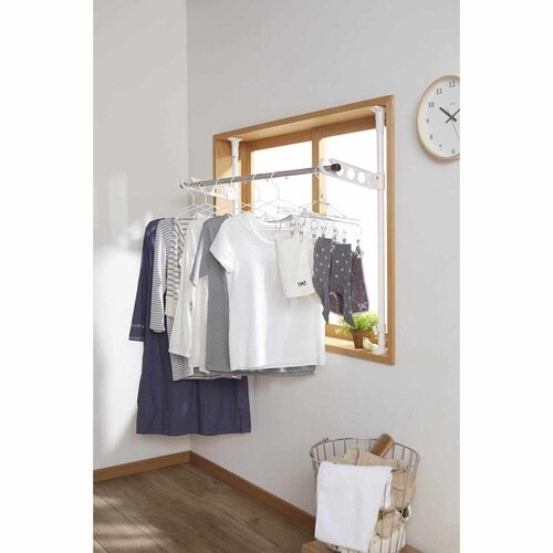 室内物干し つっぱり式 物干しポール 窓枠用