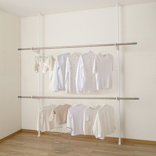 室内物干し つっぱり式 物干しポール 室内竿受け