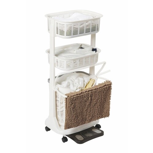 ランドリーバスケット バスマット干し付き 3段