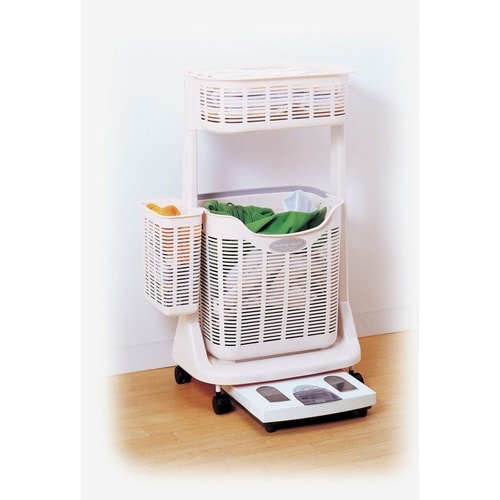 ランドリーバスケット ポケット付き 2段 洗濯かご