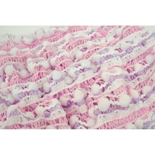 ヘアバンド ふわぽこターバン ピンク&パープル