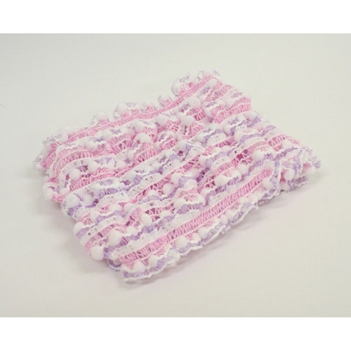 ヘアバンド ふわぽこターバン ピンク&パープル