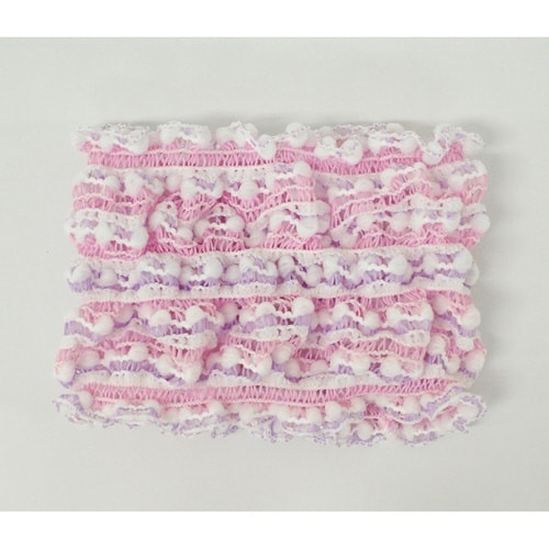 ヘアバンド ふわぽこターバン ピンク&パープル