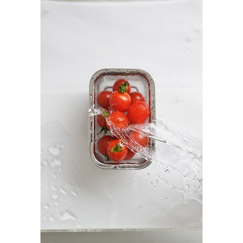 ザル 角型水切りザル ステンレス製 小 脚付き