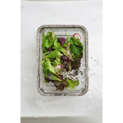 ザル 角型水切りザル ステンレス製 中 脚付き