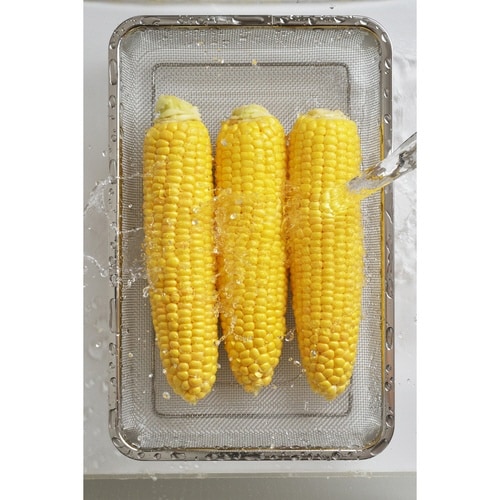 ザル 角型水切りザル ステンレス製 大 脚付き