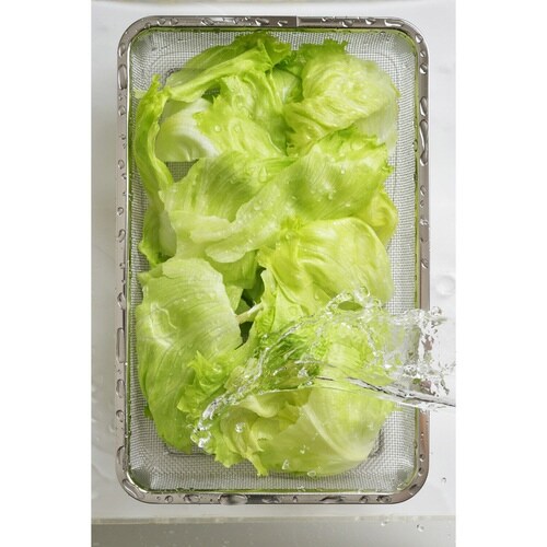 ザル 角型水切りザル ステンレス製 大 脚付き