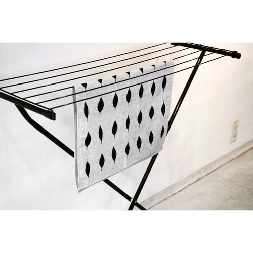 キッチンタオル 綿 麻 リネン リーフホワイト